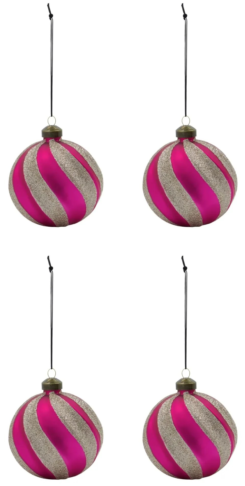 House Doctor Sklenená vianočná ozdoba Chun Pink/Gold – set 4 ks