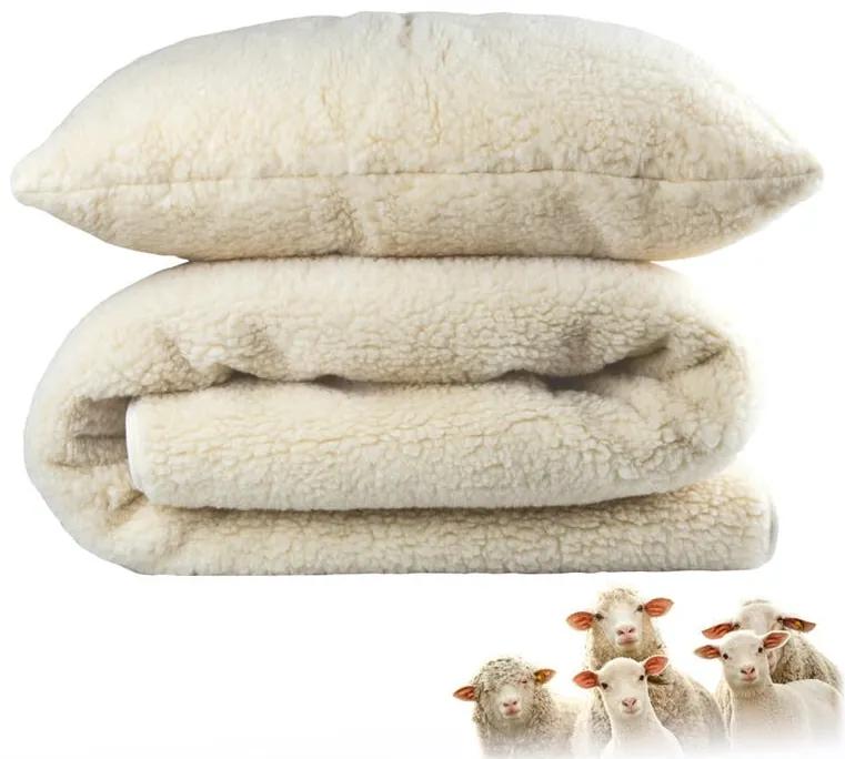 Súprava prikrývky 135 x 200 cm a vankúša 70 x 90 cm z Merino vlny