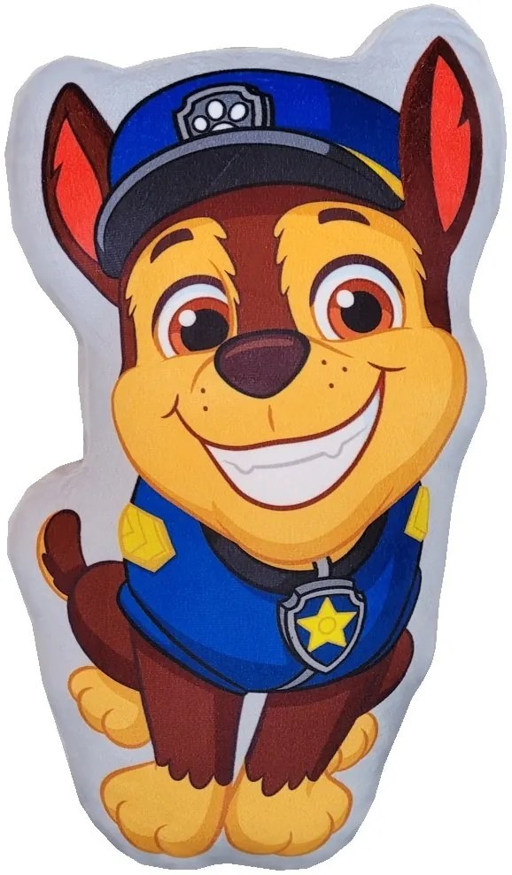 Tvarovaný 3D vankúšik Tlapková patrola - Paw Patrol - motív policajt Chase - 38 x 24 cm