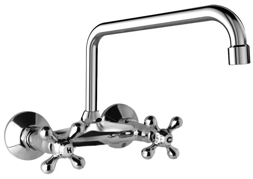 Mereo Mereo, Retro Viktorie batéria drezová, nástenná, s U ramienkom rúrkovým ø 18 mm - 230 mm, rozteč 100mm, chróm, MER-CBL301A04