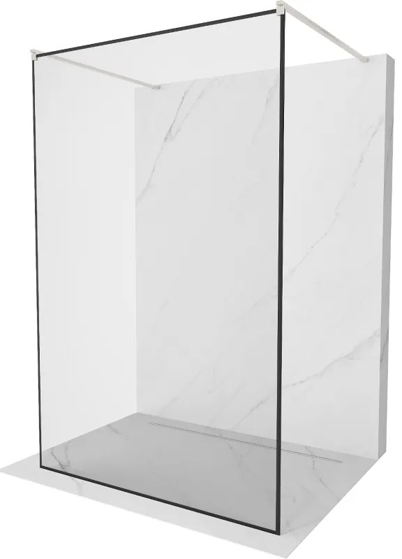 Mexen Kioto, sprchová zástena Walk-In 100 x 200 cm, 8mm sklo čierny vzor, brúsená oceľ profil, 800-100-002-97-70