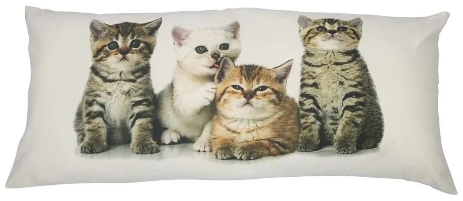 Biely podlhovastý vankúš s mačiatkami - 40 * 90 * 15cm