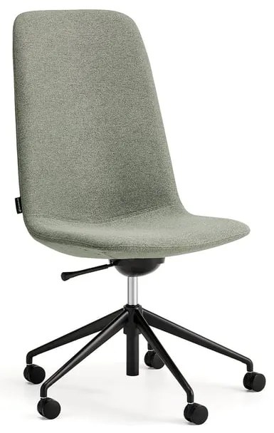 Stolička LANGLEY, stredný sedák, s kolieskami, čierna/zelenošedá