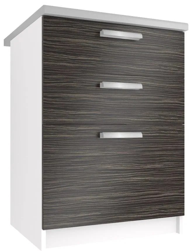 Kuchynská skrinka Belini spodná so zásuvkami 60 cm eben kráľovský s pracovnou doskou TOR SDSZ60/0/WT/HK/0/T