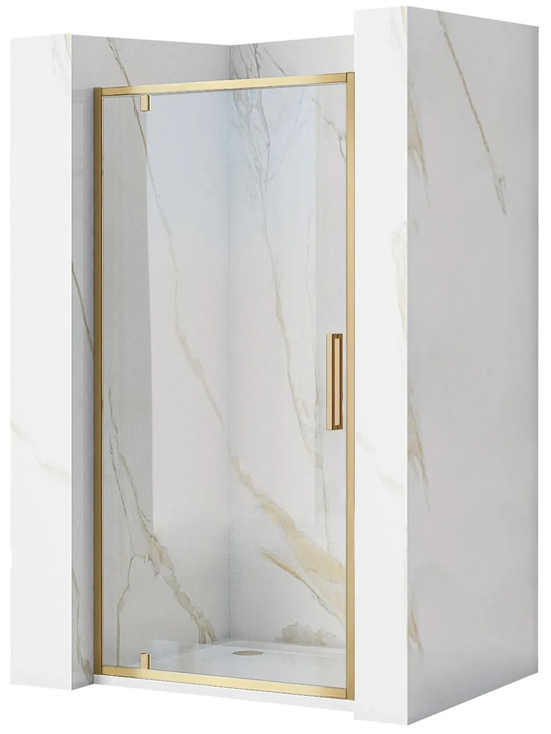 Rea Rapid Swing, 1-krídlové sprchové dvere 90 x195 cm, 6mm číre sklo, zlatý matný profil, REA-K2502