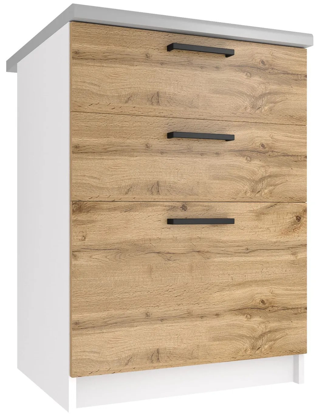 Kuchynská skrinka Belini spodná so zásuvkami 60 cm dub wotan s pracovnou doskou TOR SDSZ60/0/WT/DW/0/B1