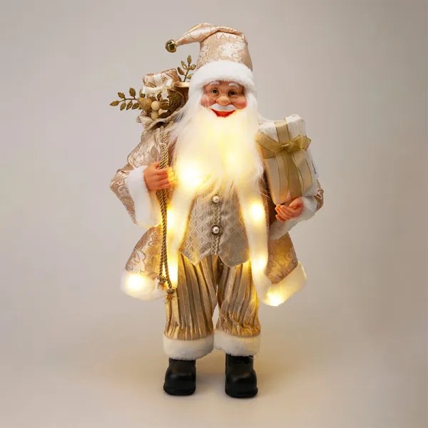Santa Claus v zlatom oblečení s LED 60 cm