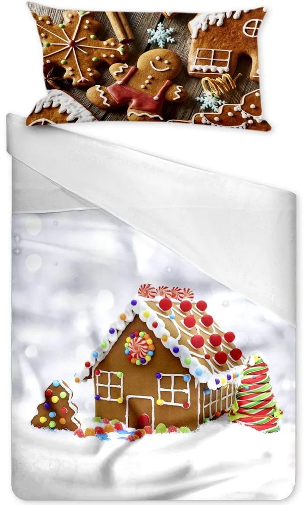 Gipetex Natural Dream 3D talianská obliečka 100% bavlna Pan di Zenzero-Perníková chalúpka - 140x220 / 70x90 cm