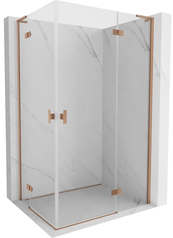 Mexen Mist-H L Duo, 2-krídlový sprchový kút 70 x 90 cm, číre sklo, medený matný profil, 8A5L-070L-090P-65-00