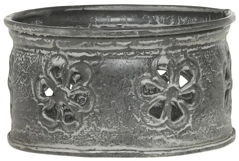 Zinkový antik kovový svietnik na valcovú sviečku - Ø 10*6 cm