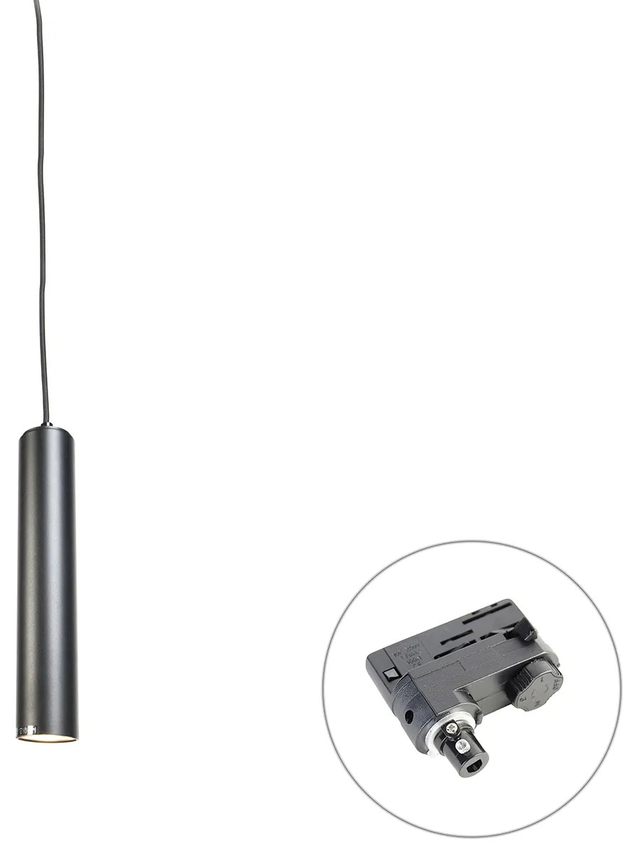 Dizajnové závesné svietidlo čierne vrátane adaptéru na lištu 3-fázové - 3-fázové Tuba Small