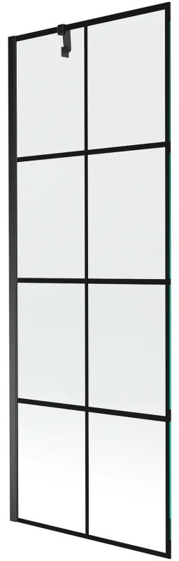 Mexen Next, vaňová zástena 1-krídlová 70 x 150 cm, fixné krídlo, 6 mm číre sklo s čiernym vzorom, čierny profil, 895-070-000-00-77-70