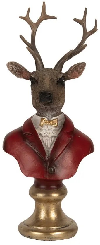 Červeno-hnedá vianočná dekorácia busta jeleň Deer - 10*9*19 cm