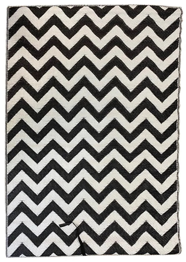 Vonkajší koberec, obojstranný, 180 x 120 cm, čierno-biely