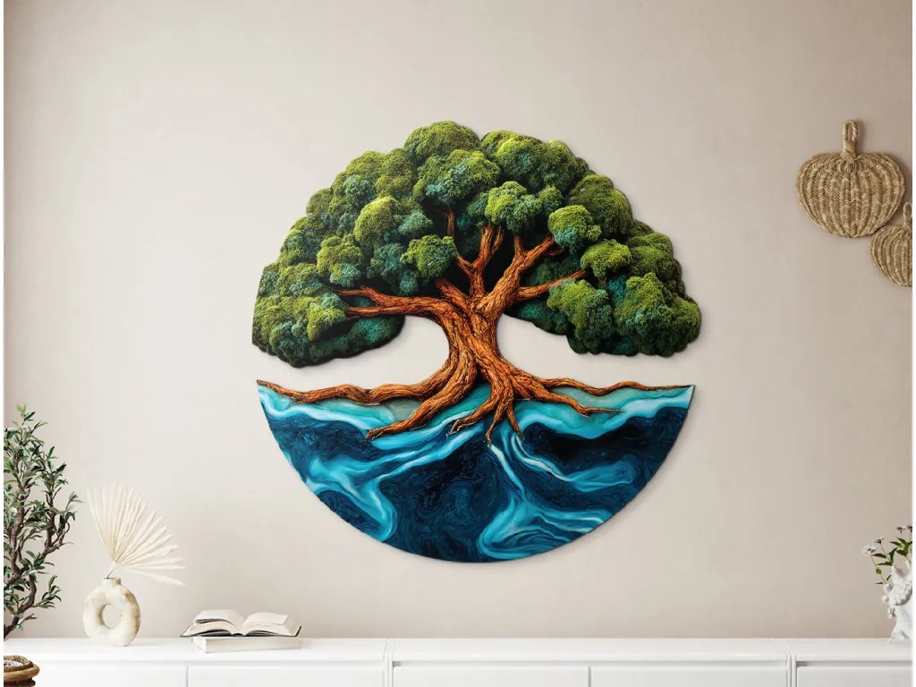 drevko | Machový Strom života Mohutnosť (UV tlač) 45 x 45 cm