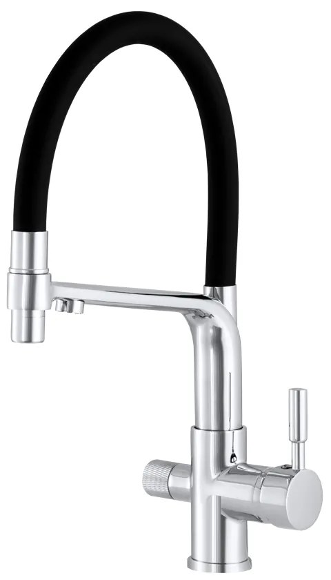 Gamma Vegas, trojcestná drezová batéria s pripojením na filtrovanú vodu, čierna-chrómová, GMA-BVSKF-CH