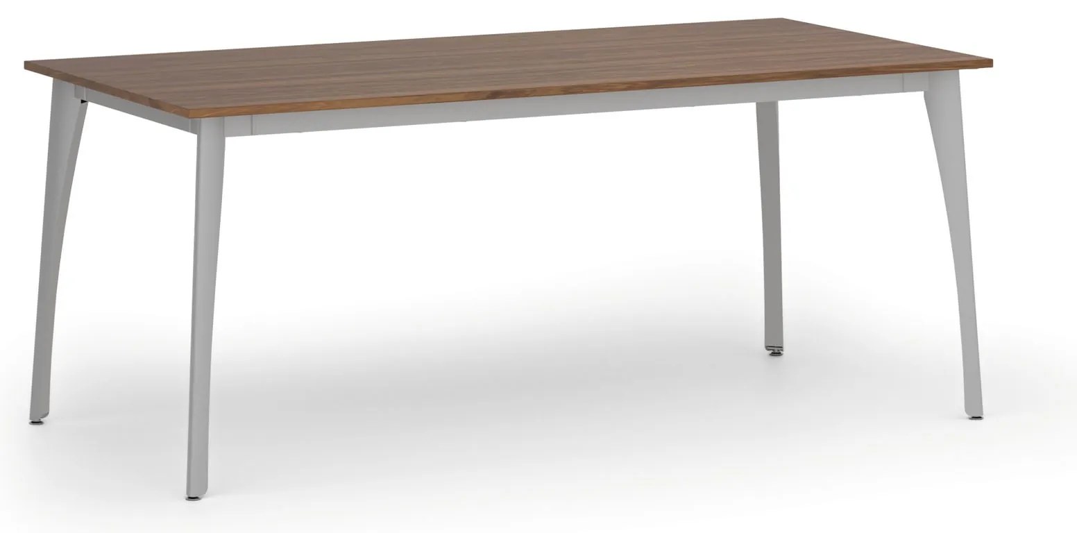 Rokovací kancelársky stôl PRIMO OMEGA, 180x90 cm, sivá podnož, orech