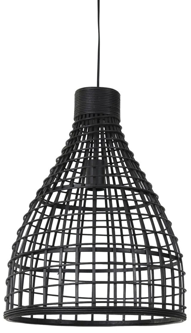 Čierne ratanové závesné svetlo Puerto - Ø 40*51cm