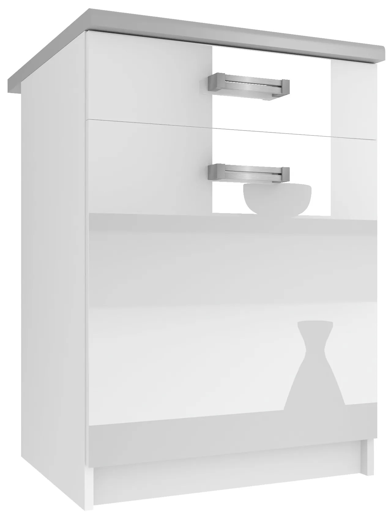 Kuchynská skrinka Belini spodná so zásuvkami 60 cm biely lesk s pracovnou doskou INF SDSZ1-60/0/WT/W/0/D