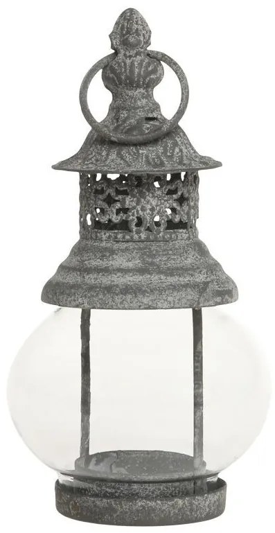 Šedá antik zdobená lampáš na čajovku Giggi - 8,5 *16,5 cm Šedá antik zdobená lampáš na čajovku Giggi - 8,5 *16,5 cm