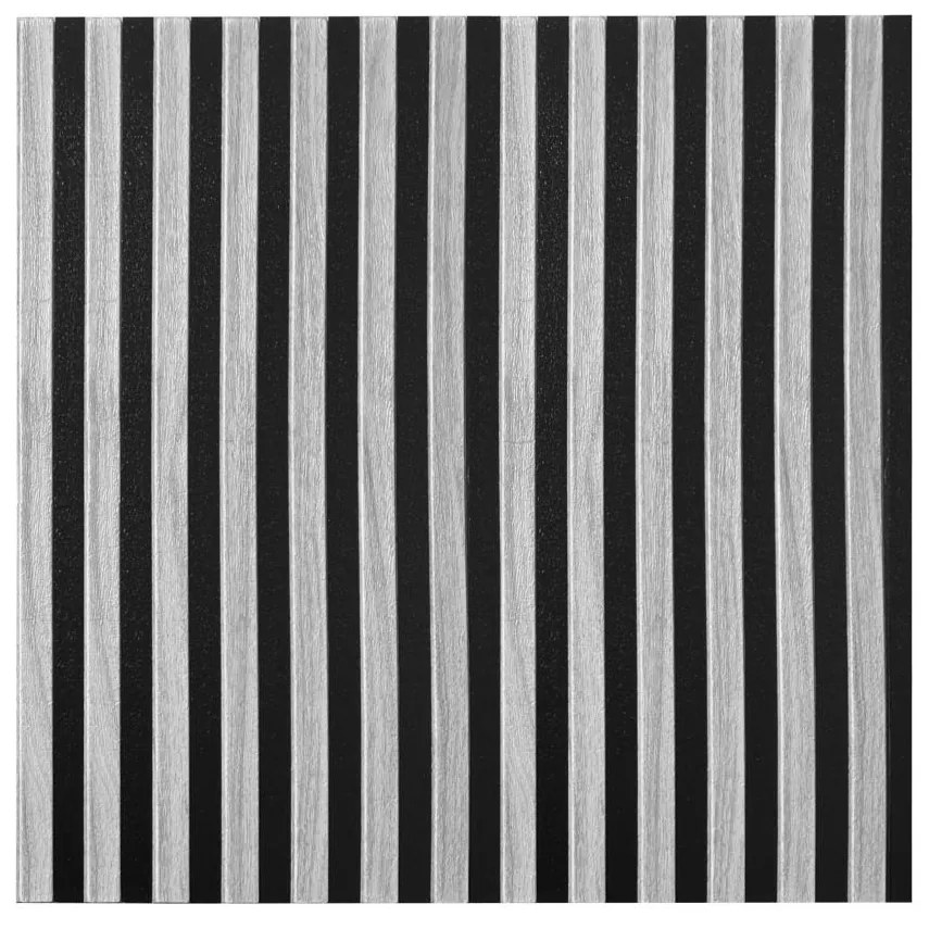 Samolepiace panely na stenu PE3, cena za kus, rozmer 66,5 cm x 66,5 cm, lamely sivé, IMPOL TRADE