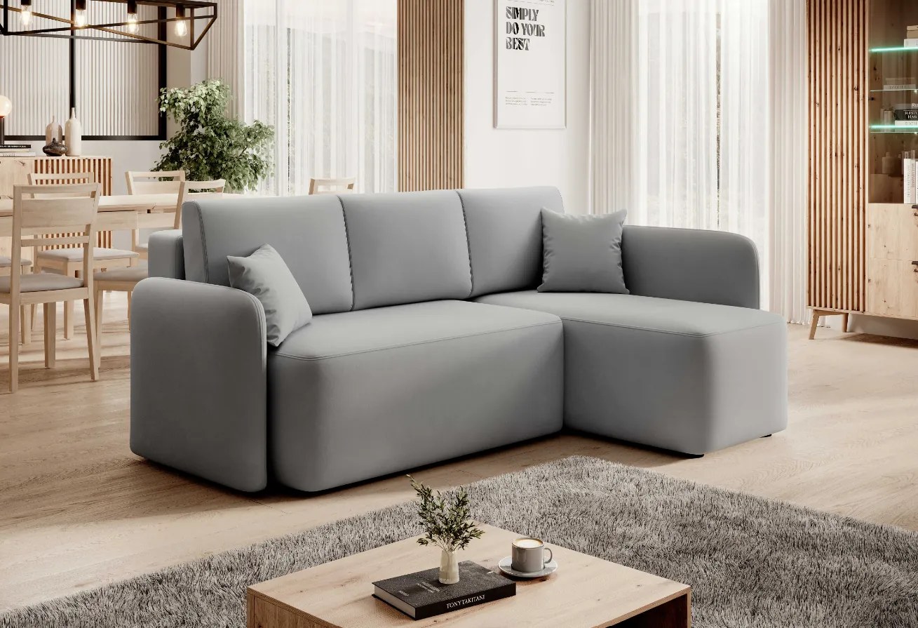 Svetlosivá rohová sedacia súprava HADSON Varianta: Pravý roh