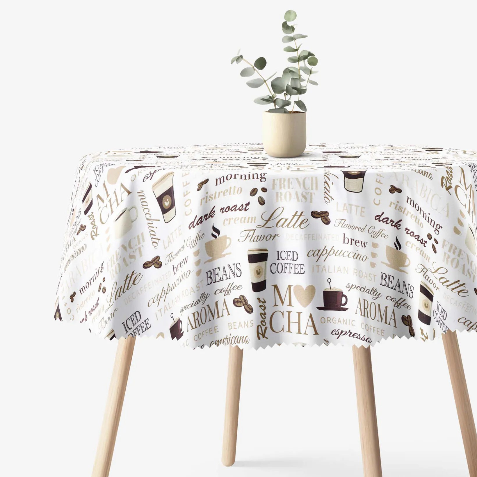 Goldea okrúhly teflónový obrus - kávové menu Ø 120 cm