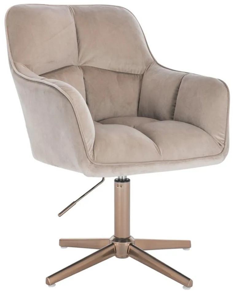 LuxuryForm DESIGN Kreslo AMALFI VELUR na zlatom kríži - latte