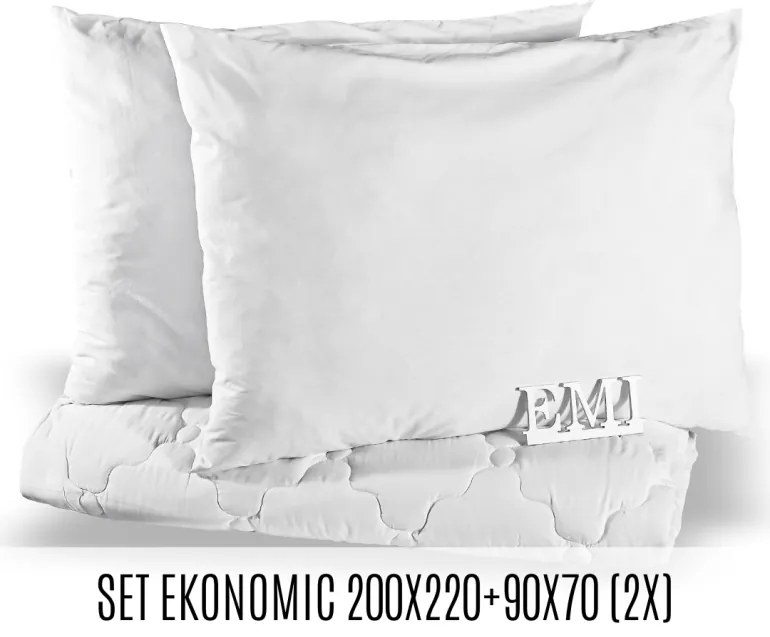 Set manželskej prikrývky a vankúšov Ekonomic 220x200 + 90x70 (2x) EMI