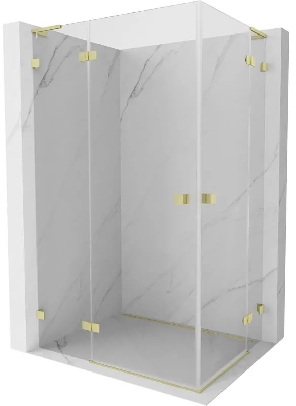 Mexen Lunar, L Duo výklopný sprchový kút 105 x 95 cm, 8mm číre sklo, zlatý matný profil, 834L-105L-095P-55-00