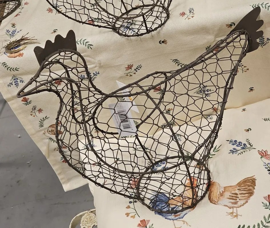 Hnedý drôtený dekoračný košík sliepočka Chicken - 30*12*25 cm