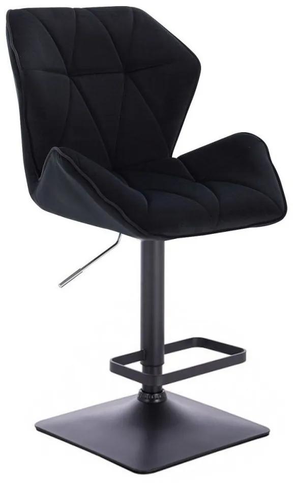LuxuryForm DESIGN Barová stolička MILANO MAX VELUR na čiernej hranatej podstave - čierna