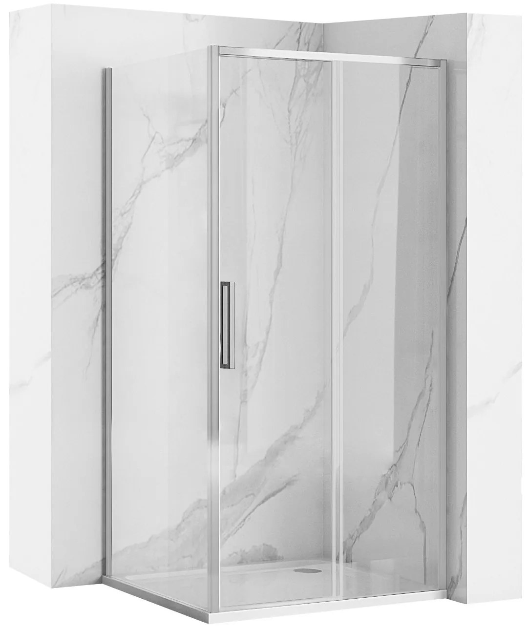 Rea Rapid Slide, sprchovací kút s posuvnými dverami 110(dvere) x 100(stena), 6mm číre sklo, chrómový profil, KPL-K5605