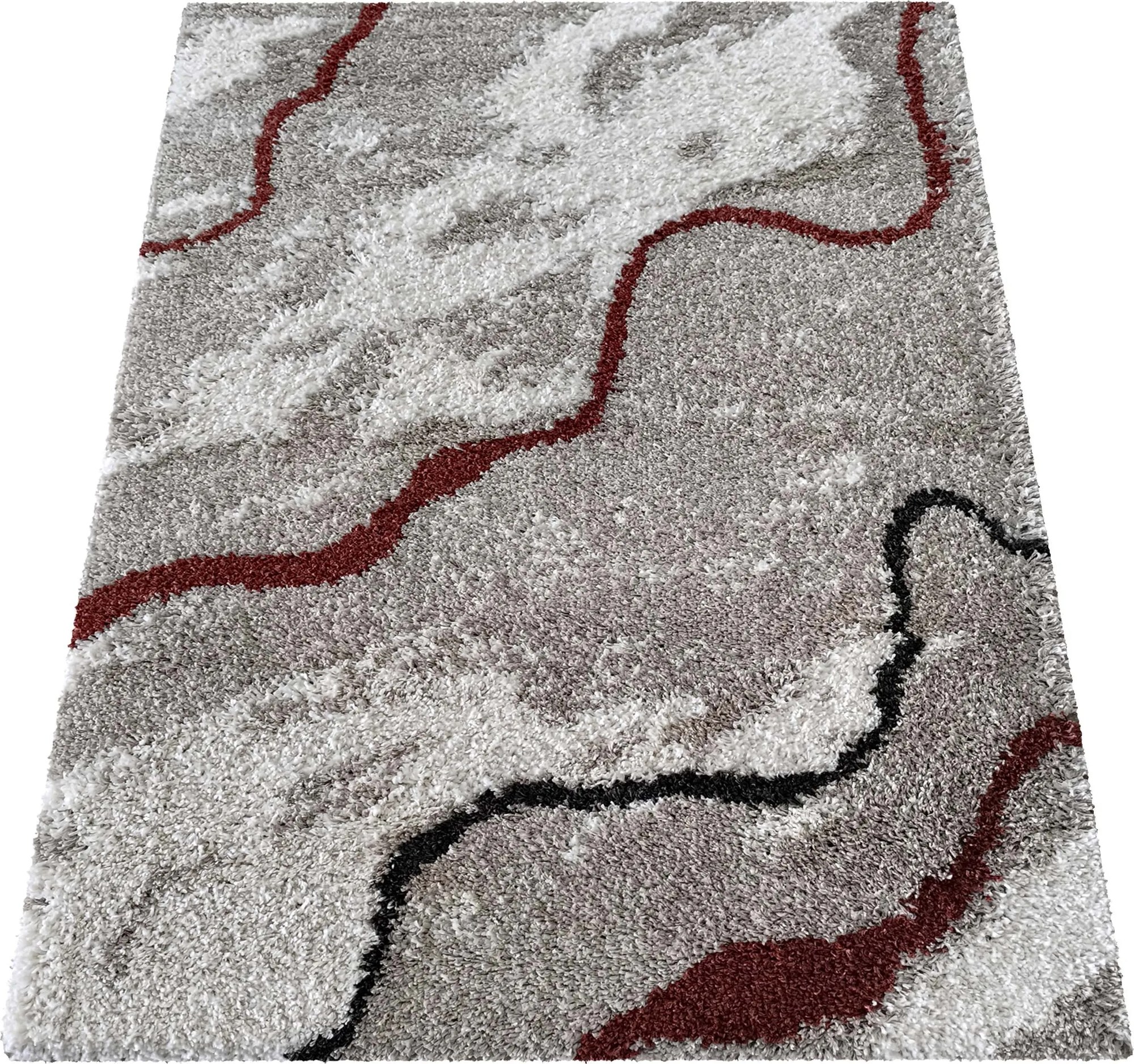 DY Sivý shaggy koberec s abstraktným vzorom Santo 01 Rozmer: 80x150 cm