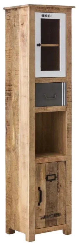 furniture-nabytek.cz - Masívna kúpeľňová vysoká skrinka Pune z mangového dreva, lakovaná, viacfarebná – 43×35×180 cm