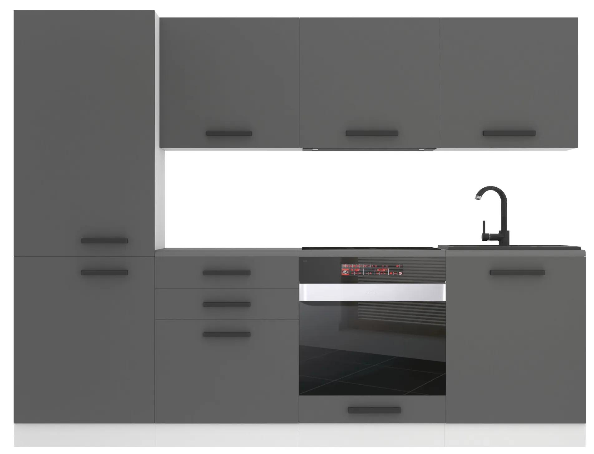 Kuchynská linka Belini Premium Full Version 240 cm šedý mat s pracovnou doskou SANDY