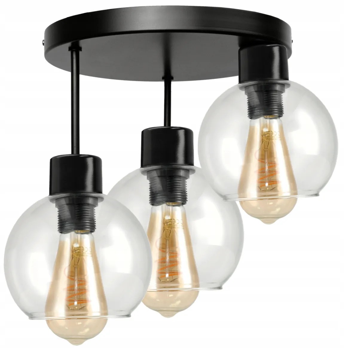 BERGE Stropná závesná lampa 3xE27 - priehľadná sklenená guľa