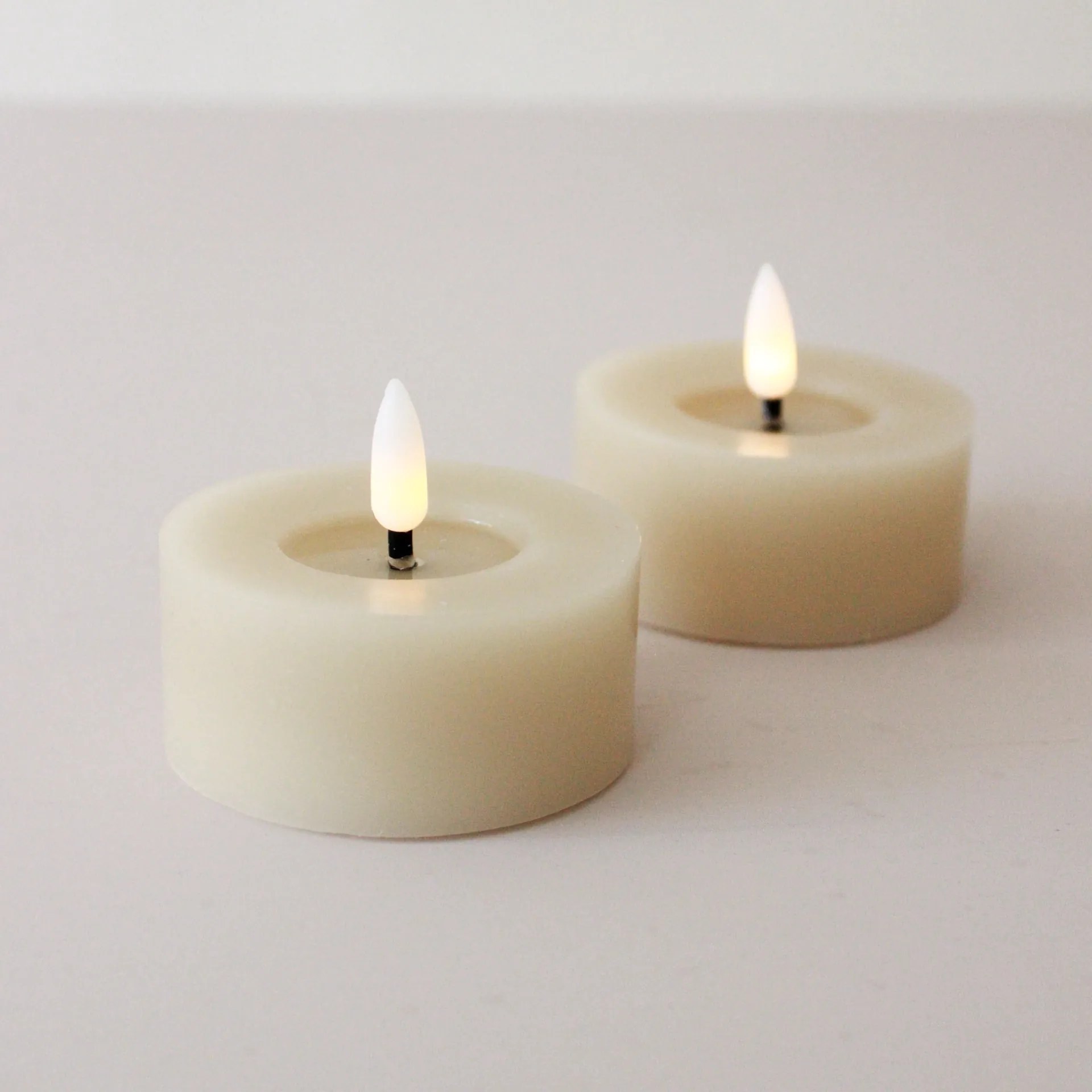 STAR TRADING Čajová LED sviečka Flamme Beige 7 cm – set 2 ks