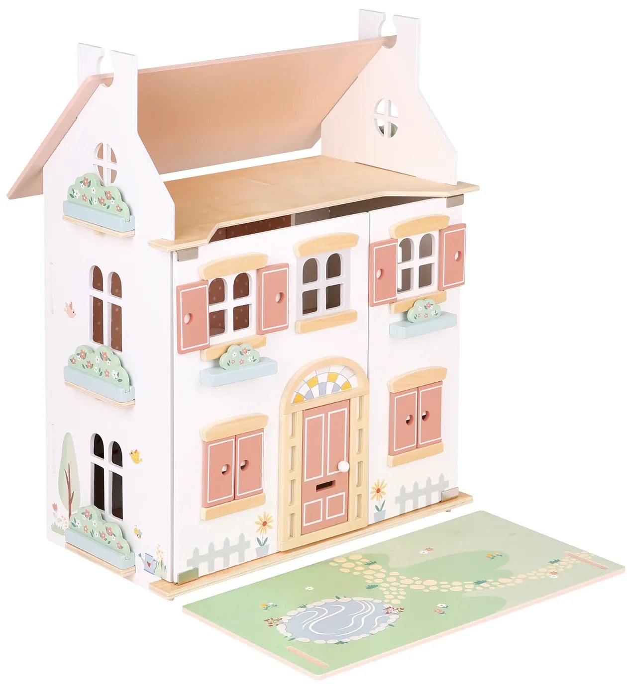 Drevený dom pre bábiky s nábytkom