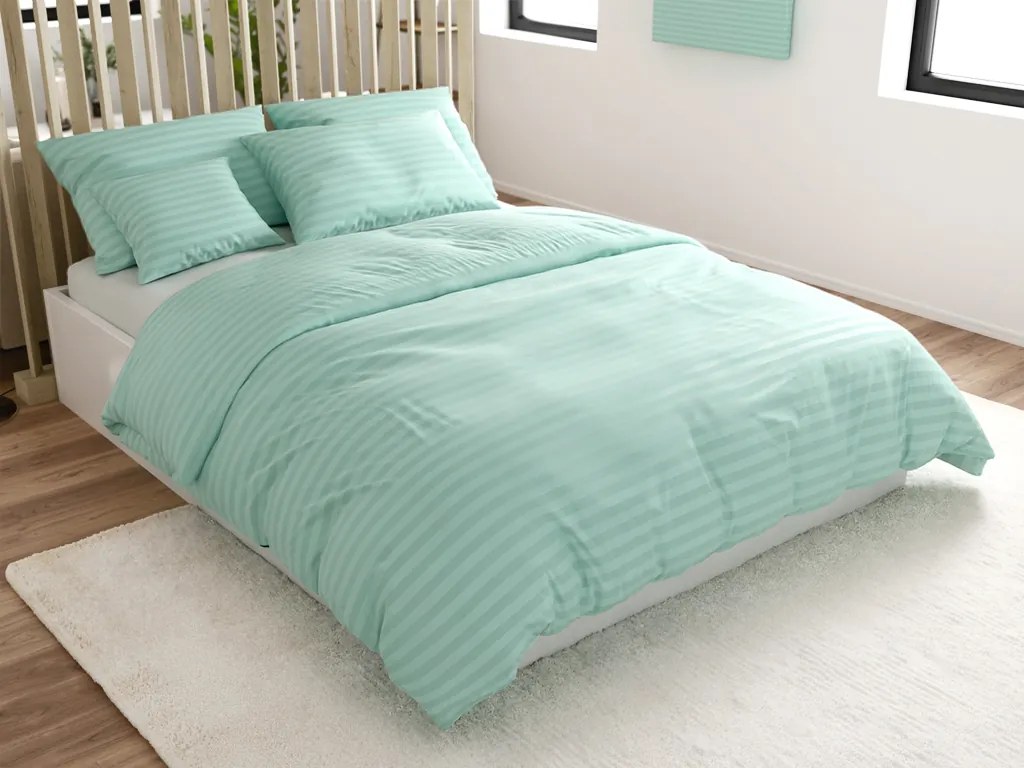 Hotelové obliečky z mikrovlákna JASMINE mentolové - prúžok 2 cm Rozmer obliečok: 70 x 90 cm | 140 x 200 cm