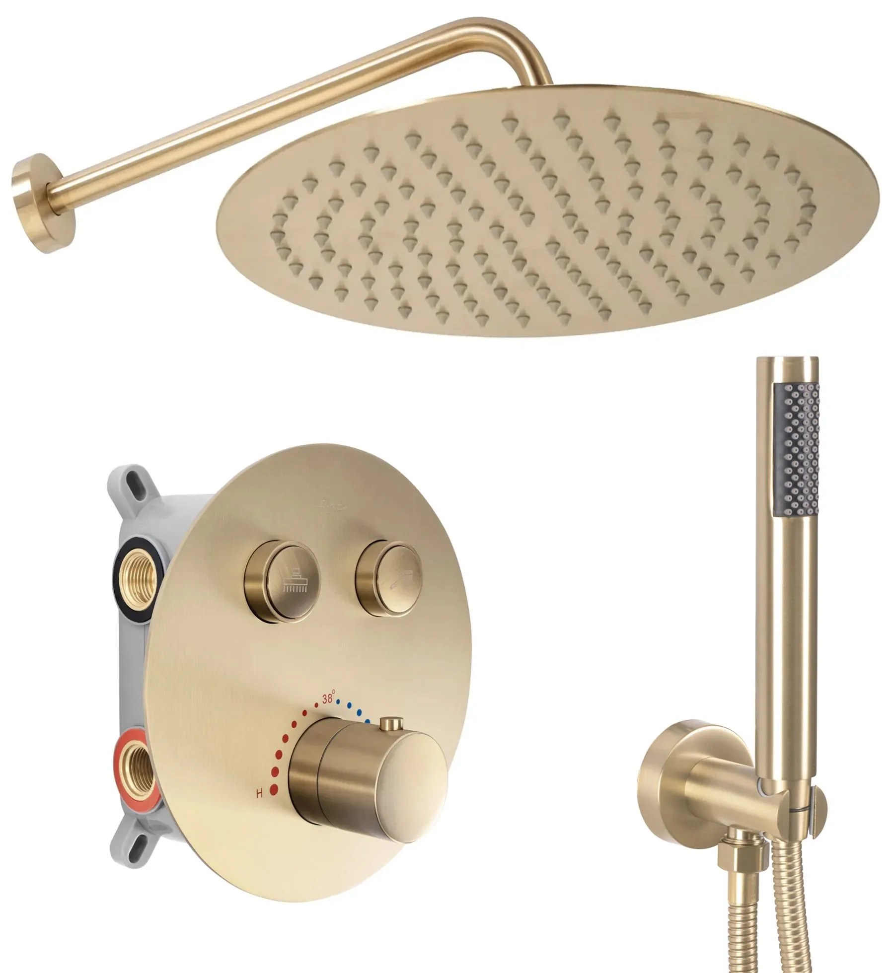 Rea Lungo, podomietková termostatická sprchová sada + BOX, zlatá matná, REA-P8551