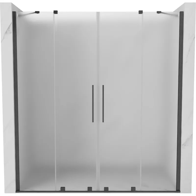 Mexen Velar Duo, posuvné sprchové dvere do otvoru 170 cm, 8mm sklo námraza, grafit brúsený, 871-170-000-32-66