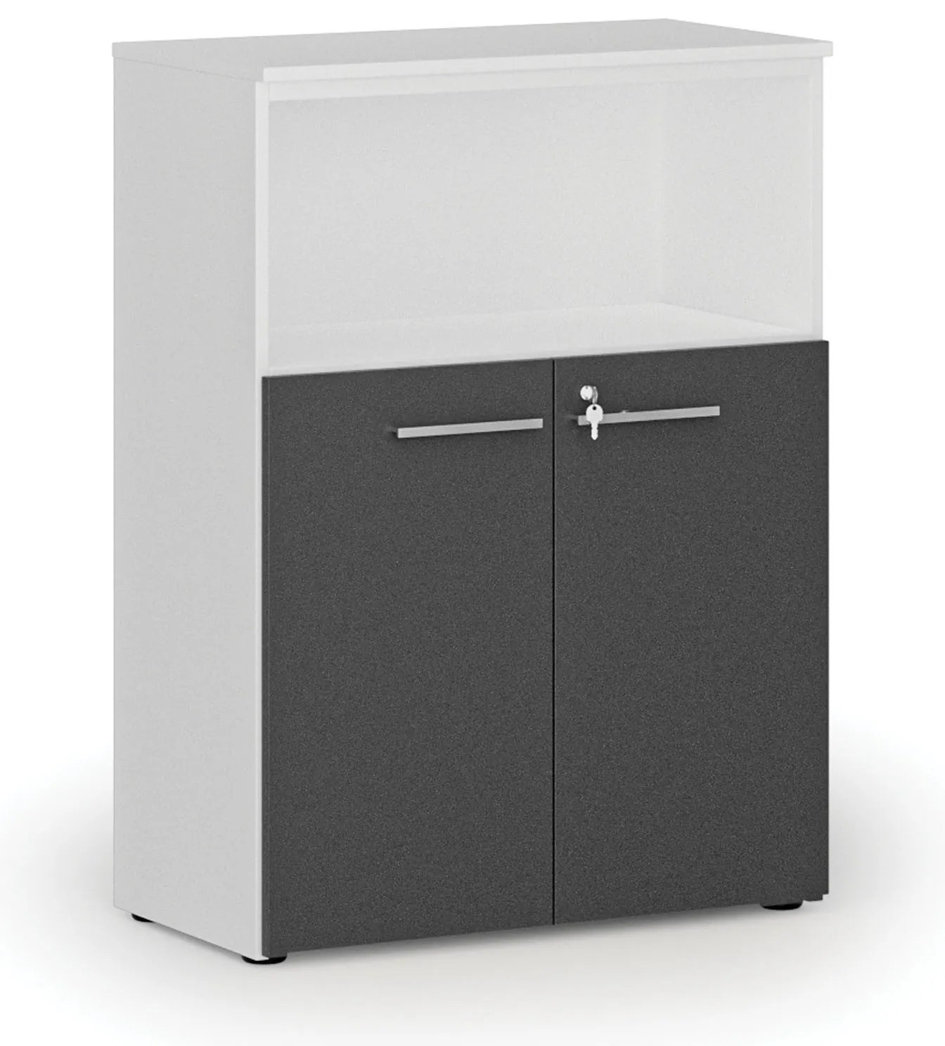 Kombinovaná kancelárska skriňa PRIMO WHITE, 800 x 420 x 1087 mm, biela/grafit