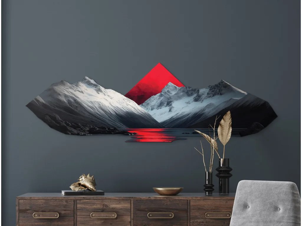 drevko | Minimalistický obraz Červený horizont 235 x 75 cm