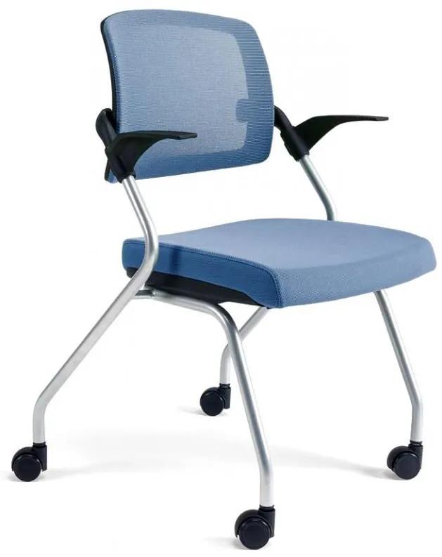 BESTUHL Konferenčná rokovacia stolička U20 BLACK modrá svetlá na kolieskách