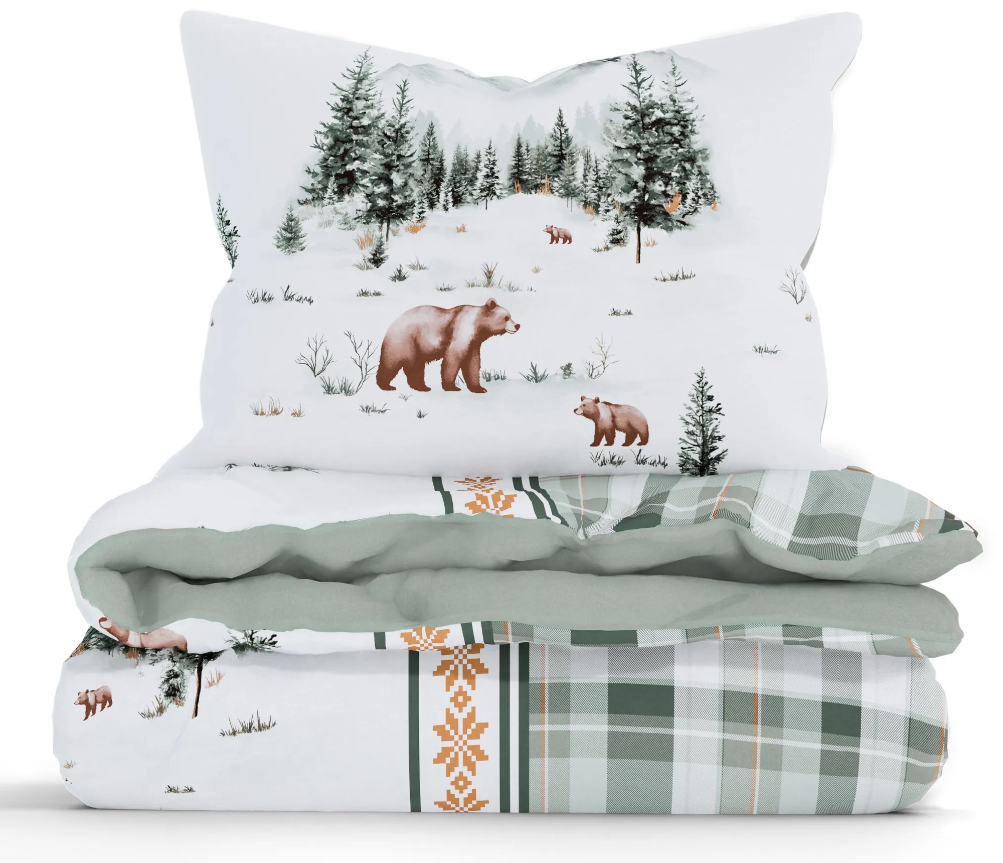 Vianočné bavlnené obliečky Renforcé - Medvede v zime