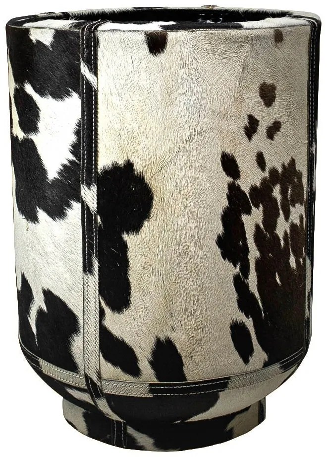 Vysoký kvetináč z hovädzej kože Planter hnedá / biela - Ø 35*46cm