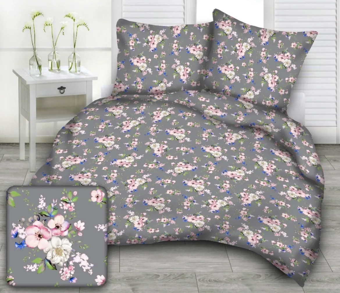 Obliečky flanelové Hortenz TiaHome - 1x Vankúš 90x70cm, 1x Paplón 140x200cm