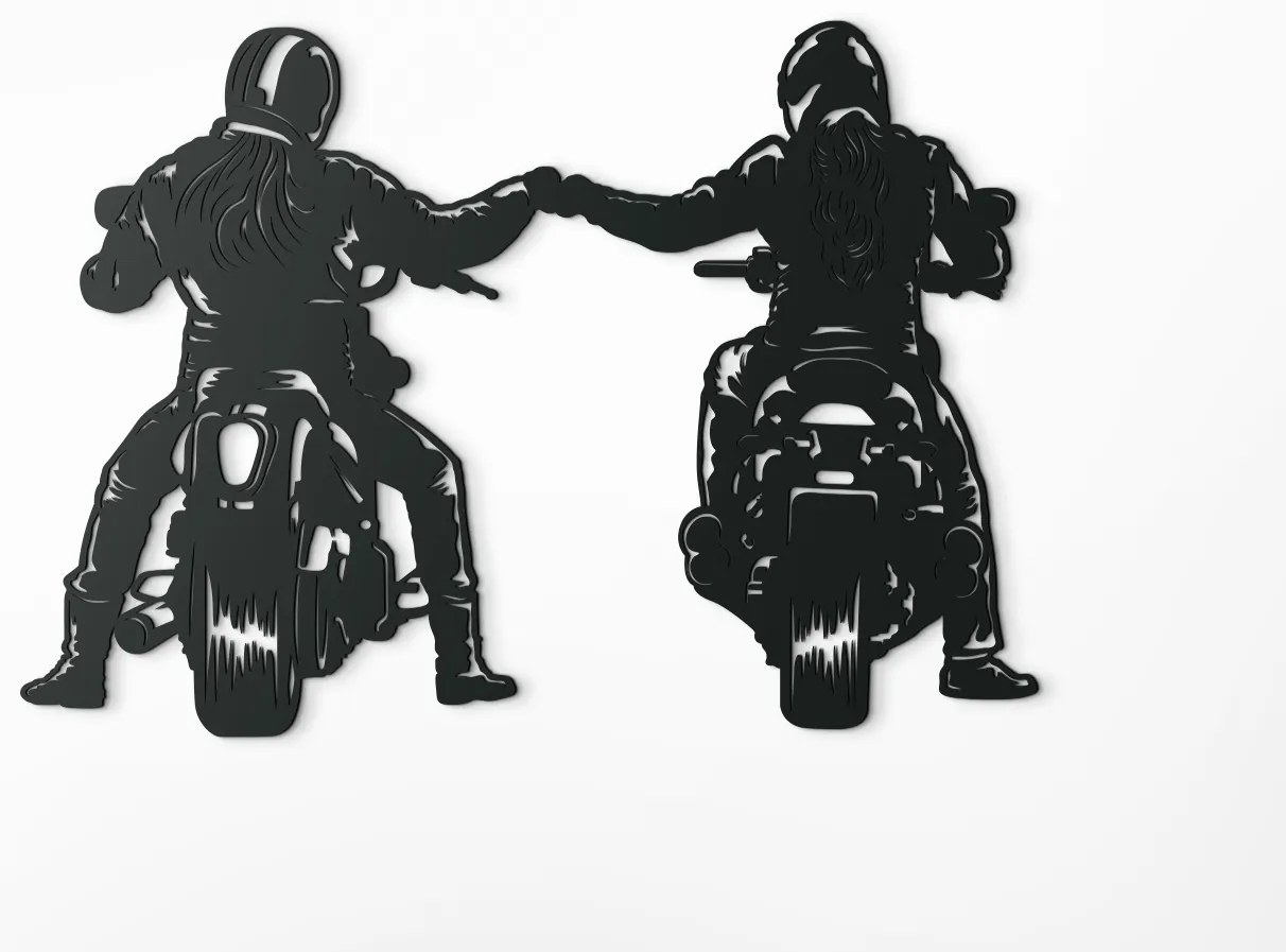 drevko Drevená nálepka Motorkári Rozmer obrazu: 32,5 x 46 cm, Farba dekorácie: Čierna