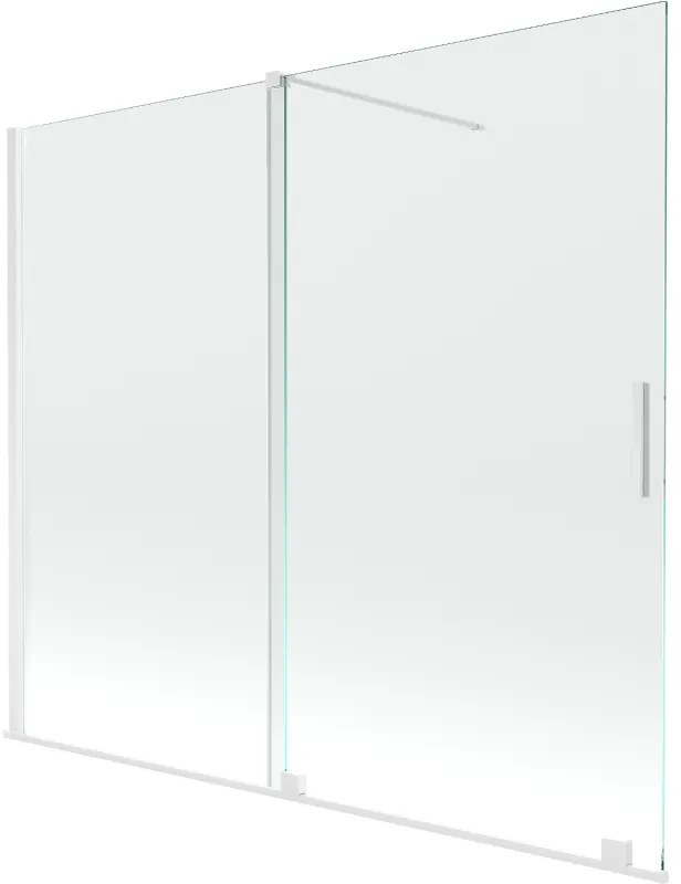 Mexen Velar, 2-krídlová posuvná vaňová zástena 180 x 150 cm, 8mm číre sklo, biely profil, 896-180-000-01-20